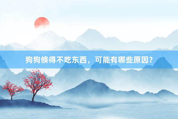 狗狗倏得不吃东西，可能有哪些原因？